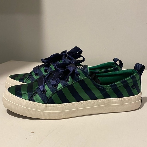 {Sperry} top-slider crust vibe varsity stripe satin sneaker - Picture 1 of 5